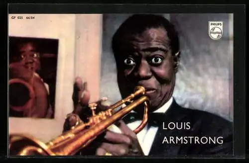 AK Jazz-Musiker Lous Armstrong mit Trompete