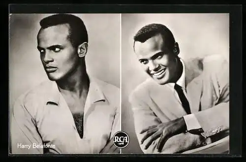 AK Musiker Harry Belafonte im ernsten und lächelnden Portrait