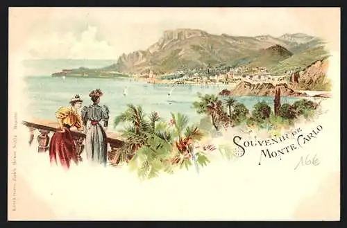 Lithographie Monaco, Panorama, Frauen