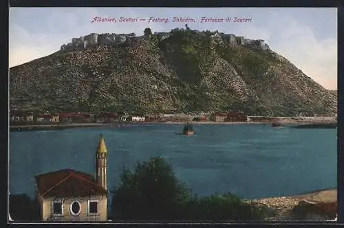 AK Scutari / Shkodra, Fernsicht der Festung, Fortezza