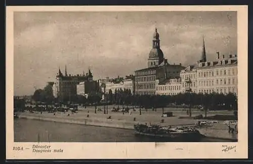 AK Riga, Ortsansicht mit Donauufer