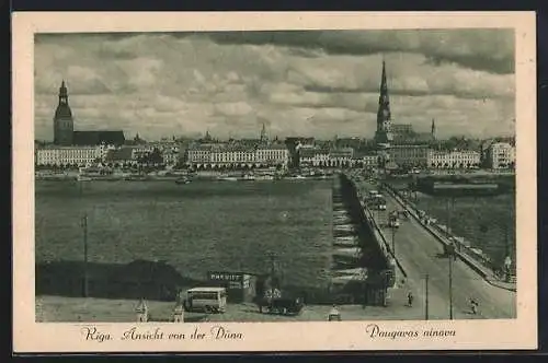 AK Riga, Blick über die Dünabrücke auf die Stadt