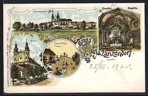 Lithographie Maria Lanzendorf, Kalvarienberg, Inneres der Gnaden-Kapelle
