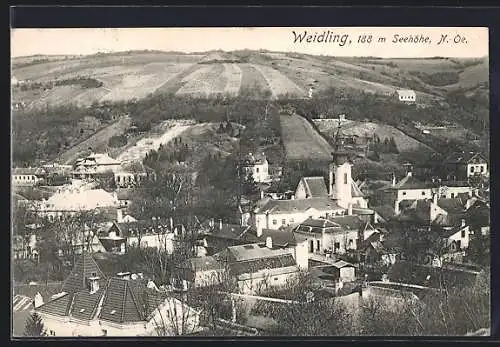 AK Weidling, Teilansicht mit Blick auf Felder