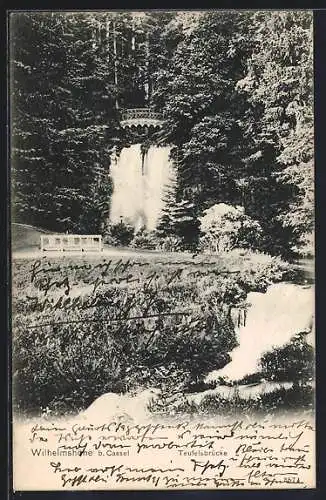 AK Wilhelmshöhe bei Cassel, Blick auf die Teufelsbrücke