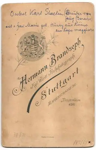 Fotografie H. Brandseph, Stuttgart, Marienstrasse 36, Porträt eines eleganten Paares