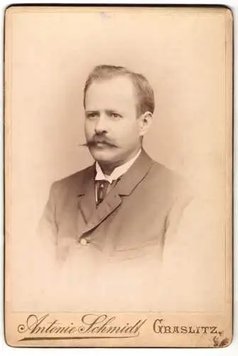 Fotografie Antonie Schmidt, Graslitz, Portrait eines Mannes mit Schnurrbart