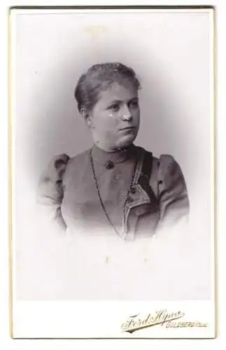 Fotografie Ferd. Hyna, Goldberg i. Schl., Bahnhofsweg 431, Portrait einer Frau mit Schmuck