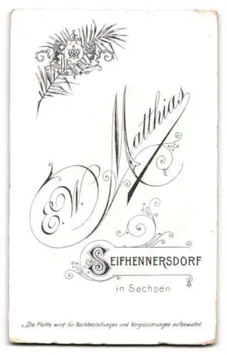 Fotografie E.W. Matthias, Seifhennersdorf, Junge Frau in dunklem Kleid