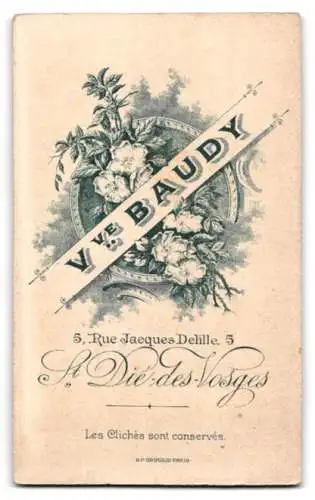 Fotografie Vve Baudy, St Dié, Rue Jacques Delille 5, Junge Frau mit Pflanzenarrangement