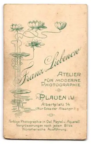 Fotografie Franz Liebenow, Plauen i. V., Albertplatz 14, Dame mit Blumendekoration