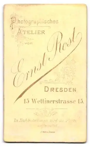 Fotografie Ernst Rost, Dresden, Wettinerstrasse 15, Porträt eines Mannes mit Schnurrbart