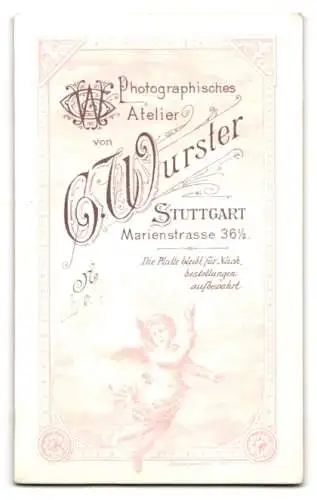 Fotografie G. Wurster, Stuttgart, Marienstrasse 36½, Porträt eines jungen Mannes