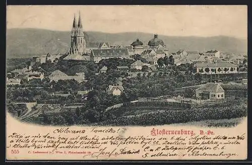 AK Klosterneuburg /O.-Oe., Ortsansicht aus der Vogelschau