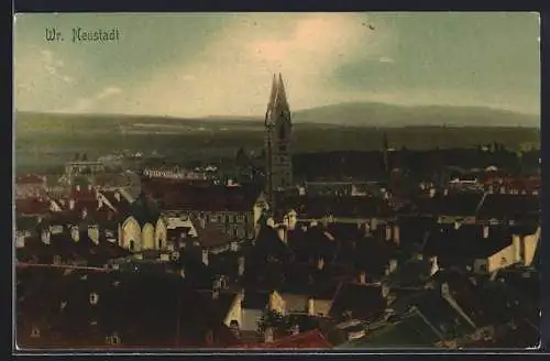 AK Wr. Neustadt, Ortspartie mit Kirchturm