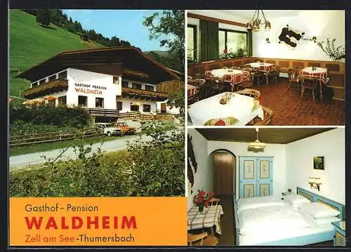 AK Zell am See, Thumersbach, Gasthof-Pension Waldheim, verschiedene Ansichten