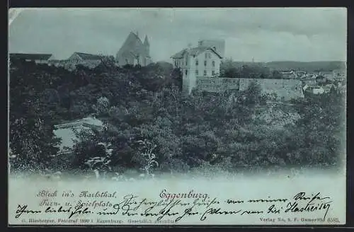 Mondschein-AK Eggenburg, Blick ins Karlsthal, Turn und Spielplatz