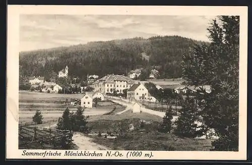 AK Mönichkirchen, Ortsansicht mit Hotel Land