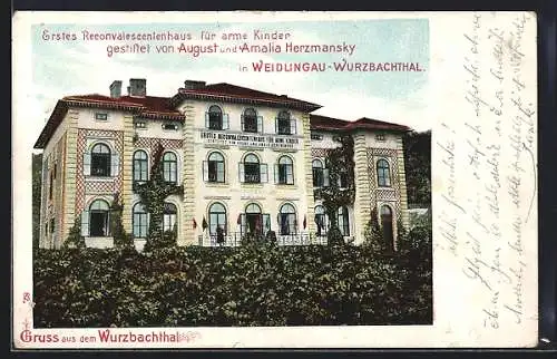 AK Weidlingau-Wurzbachthal, Reconvalescentenhaus für arme Kinder von August und Amalia Herzmansky