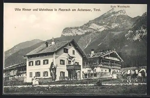 AK Maurach am Achensee, Villa Rinner und Wohnhaus, Rote Wandspitz