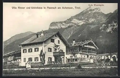 AK Maurach am Achensee, Villa Rinner und Wohnhaus, Rote Wandspitz