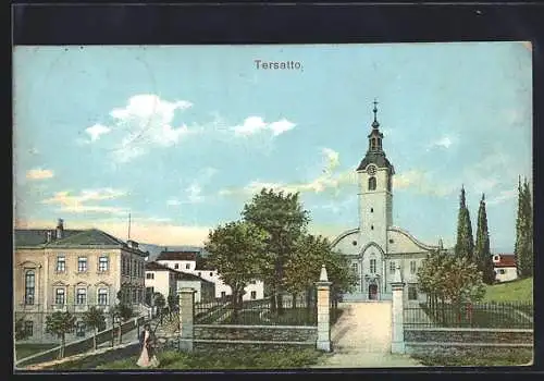 AK Tersatto, Blick auf die Wallfahrtskirche