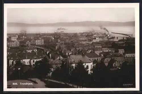 AK Trondhjem, Teilansicht mit Hafen