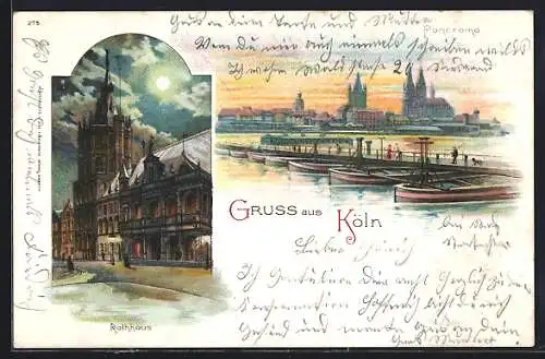 Künstler-AK Köln, Rathaus, Panorama