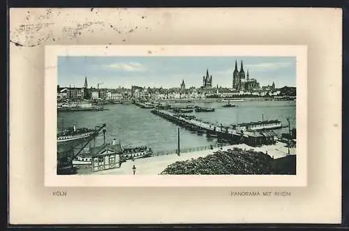 AK Köln, Panorama mit Rhein und Dampfern