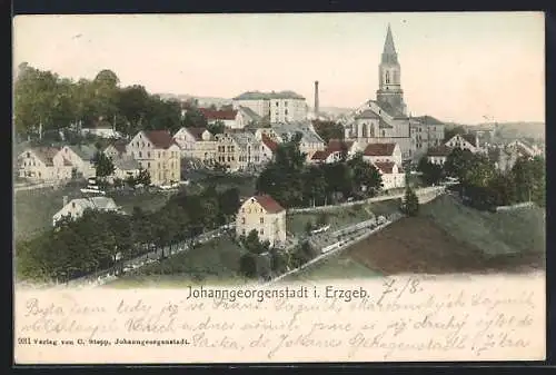 AK Johanngeorgenstadt i. Erzgeb., Ortsansicht mit Kirche