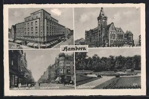 AK Hamborn-Marxloh, Pollmann-Haus, Rathaus, Jubiläumshain, Weselerstrasse