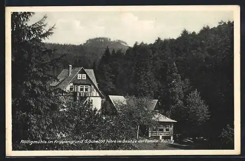 AK Kleingiesshübel, Gasthaus Rölligmühle im Krippengrund