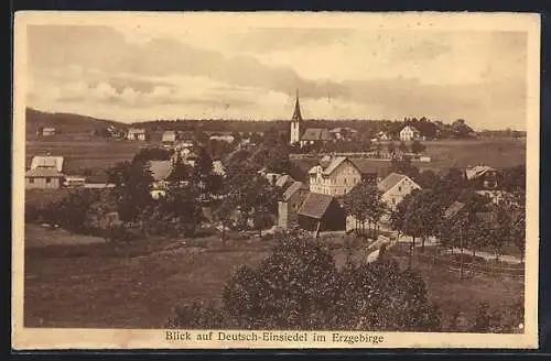 AK Deutsch-Einsiedel /Erzgebirge, Ortsansicht mit Kirche