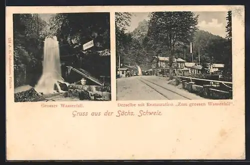 AK Grosser Wasserfall /Sächs. Schweiz, Restaurant Zum grossen Wasserfall