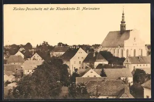 AK Kuckau-Pauschwitz, Ortsansicht mit Klosterkirche St. Marienstein