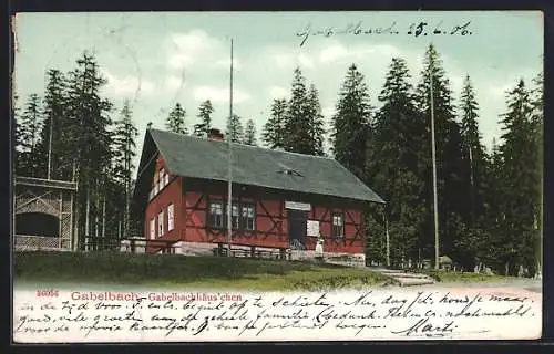 AK Ilmenau-Gabelbach, Blick auf die Gaststätte Gabelbachhäuschen