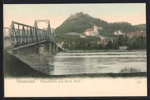 AK Donaustauf, Donaubrücke und Ruine Stauf