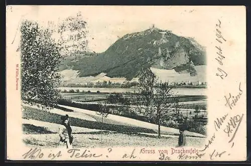 AK Drachenfels, Panorama mit Burg