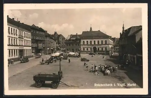 AK Reichenbach i. Vogtl., Markt mit Rathaus