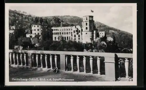 AK Heidelberg, Schloss gesehen von der Scheffelterrasse