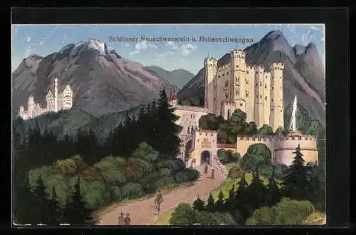 AK Neuschwanstein, Die Schlösser Neuschwanstein und Hohenschwangau