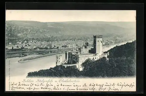 AK Oberlahnstein, Ortsansicht mit Schloss Stolzenfels