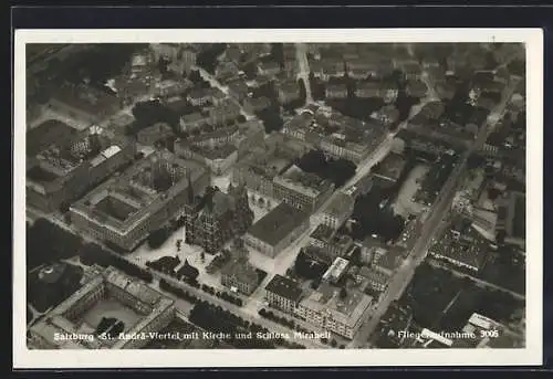 AK Salzburg, St.-Andrä-Viertel mit Kirche u. Schloss, Fliegeraufnahme