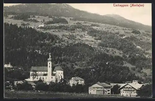 AK Tschagguns, Panoramablick mit Kirche