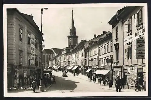 AK Villach, Hauptplatz mit Geschäften