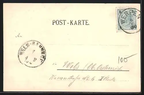 AK Werfen, Ortschaft von oben aus gesehen um 1900