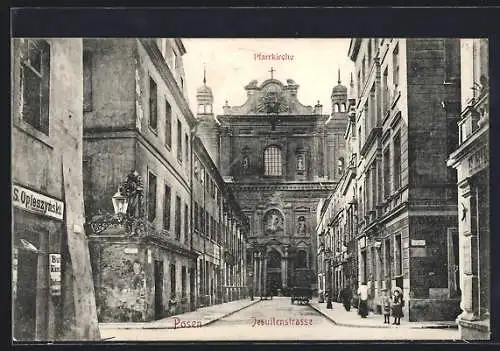 AK Posen, Jesuitenstrasse und Pfarrkirche