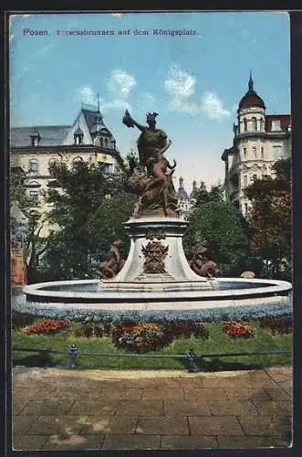 AK Posen / Poznan, Perseusbrunnnen auf dem Königsplatz