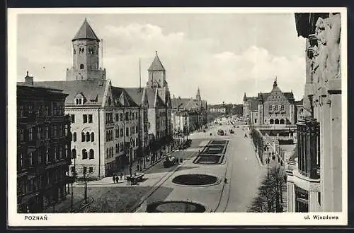 AK Posen / Poznan, Kaiserl. Oberpostdirektion, Am Schlossplatz, Kgl. Landschaft, Tiergartenstrasse, Kgl. Akademie