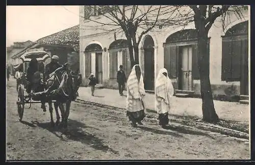 AK Shkodra, Vornehme Türkin im Wagen und verschleierte türkische Bürgersfrauen